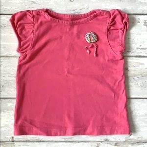 Girls 2T Pink Shirt Fabric Flower Short Sleeve Top Kids Toddler Gymboree